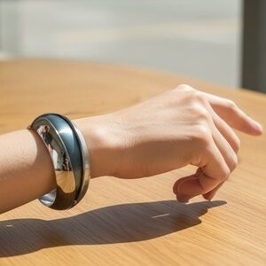 BREIL Stainless Steel Shiny Brushed Teal Bangle Convertible Bracelet